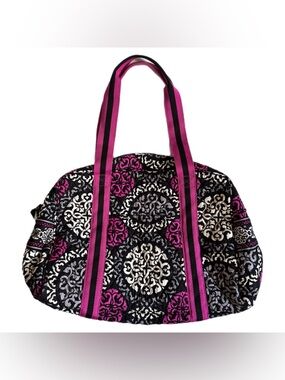 Vera Bradley Large Duffel Bag Canterbury Magenta Pink Baroque Weekender Carryon